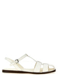 Women's White Lamb Leather Flat Sandals