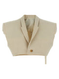 Women's Beige Cotton Sleeveless Jacket Clothing