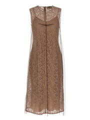 Women's Beige Cotton Midi Dress