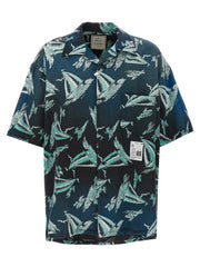 Men's Blue Rayon Blouse