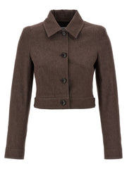 Women's Brown Cotton Blazer Clothing