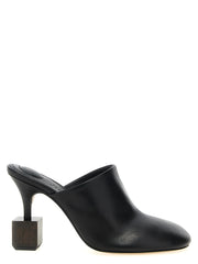 Women's Les Mules Bisou Black Lamb Leather Heels