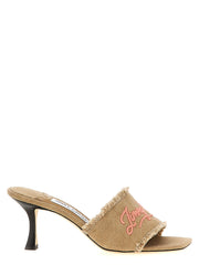 Women's Beige Textile Platform Sandals