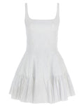 Women's White Polyester Short Dress