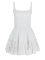 Women's White Polyester Short Dress