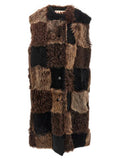 Women's Brown Lamb Fur Sleeveless Jacket Clothing