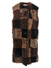 Women's Brown Lamb Fur Sleeveless Jacket Clothing