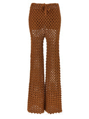 Women's Brown Cotton Flared Pants