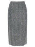 Women's Gray Silk Midi Skirt