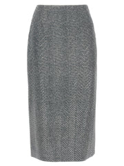 Women's Gray Silk Midi Skirt