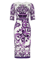 Women's Purple Silk Midi Dress