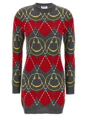 Women's Multicolor Wool Short Dress