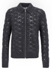 Men's Gray Virgin Wool Cardigan Clothing
