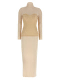 Women's Beige Merino Wool Long Dress