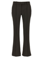 Women's Brown Virgin Wool Flared Pants