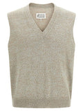 Men's Beige Cotton Sleeveles Sweater Clothing