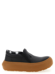 Women's Black Leather Chunky Sneakers