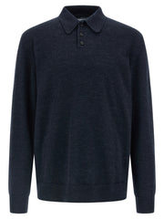 Men's Blue Wool Polo Shirt