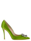 Women's Flower Strass Pump Green Viscose Silk