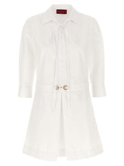 Women's White Cotton Short Dress