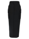 Women's Black Wool Midi Skirt