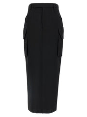 Women's Black Wool Midi Skirt