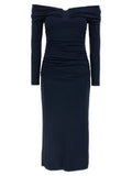 Women's Blue Marabou Midi Dress