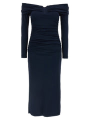 Women's Blue Marabou Midi Dress