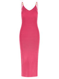 Women's Fuchsia Viscose Midi Dress
