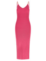 Women's Fuchsia Viscose Midi Dress