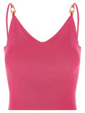 Women's Fuchsia Viscose Sleeveles T-Shirt