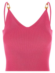Women's Fuchsia Viscose Sleeveles T-Shirt