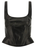 Women's Black Lamb Leather Tank Tops