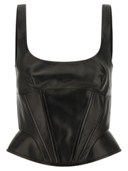 Women's Black Lamb Leather Tank Tops