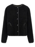 Women's Black Lamb Leather Shell Jacket Clothing