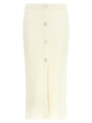 Women's White Other Fibres Midi Skirt