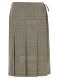 Women's Gray Polyester Midi Skirt