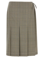Women's Gray Polyester Midi Skirt
