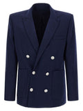 Men's Blue Virgin Wool Blazer Clothing