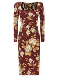 Women's Multicolor Elastane Midi Dress