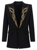 Men's Black Viscose Blazer Clothing