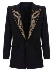 Men's Black Viscose Blazer Clothing