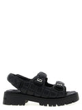 Women's Quilted Lamb Leather Sandals Black