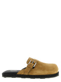 Women's Beige Leather Clogs Shoe