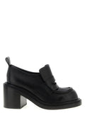 Women's Black Leather Platform Loafers