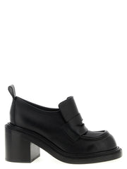 Women's Black Leather Platform Loafers