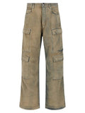 Men's Beige Cotton Cargo Pants