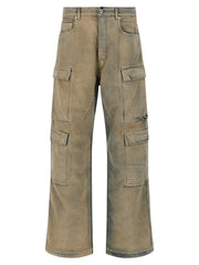 Men's Beige Cotton Cargo Pants