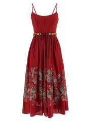 Women's Multicolor Cotton Midi Dress