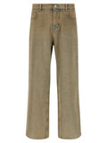 Men's Beige Cotton Straight-Leg Jeans Clothing